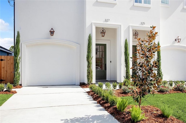 entrance to property with a garage