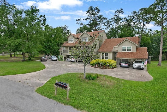 view of front of property with a front lawn