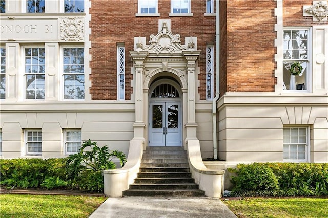 view of exterior entry with french doors