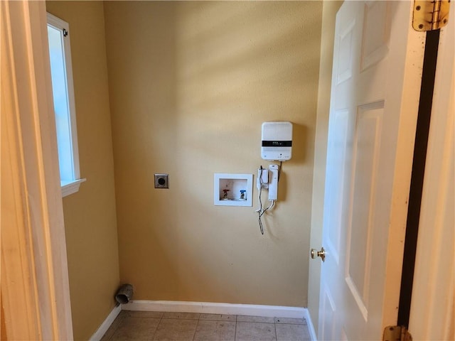 laundry room featuring tile floors, washer hookup, and hookup for an electric dryer