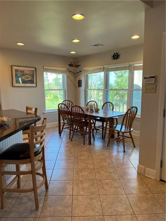 view of tiled dining room