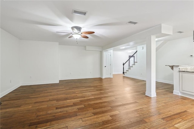 205 Stonehaven Dr, Belle Chasse, LA 70037 - unfurnished living room featuring hardwood / wood-style flooring and ceiling fan