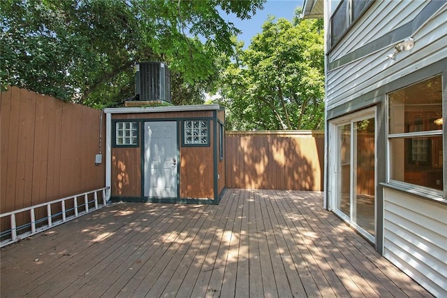 wooden terrace with cooling unit