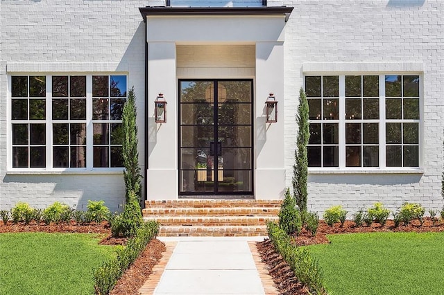 property entrance with french doors