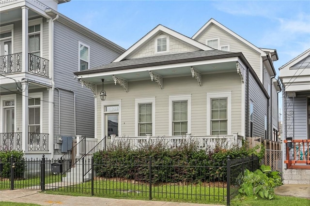 view of front of home featuring a fenced front yard