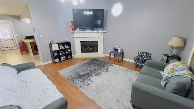 living room featuring light hardwood / wood-style flooring