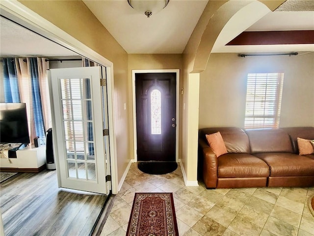 foyer with light wood-type flooring