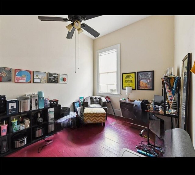 office featuring ceiling fan and wood-type flooring