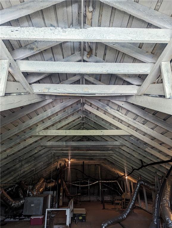 view of unfinished attic