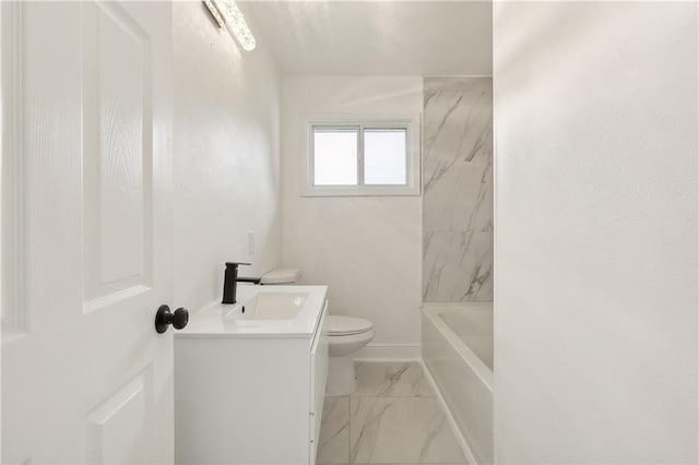 full bathroom featuring vanity, toilet, and bathtub / shower combination