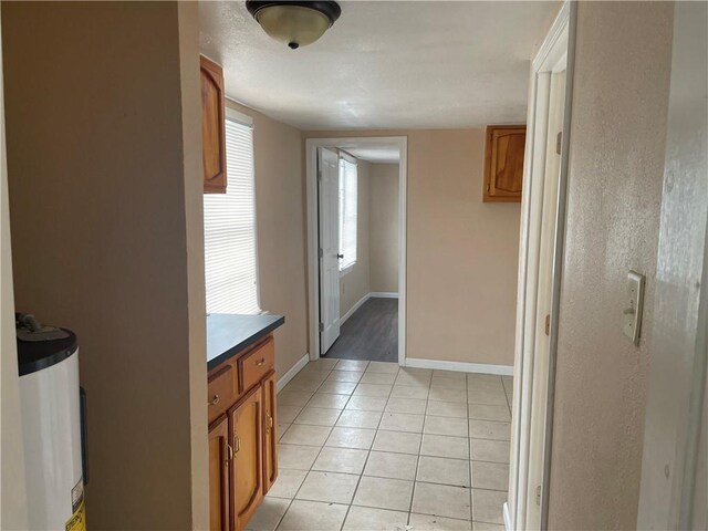 kitchen featuring light wood-type flooring and gas water heater