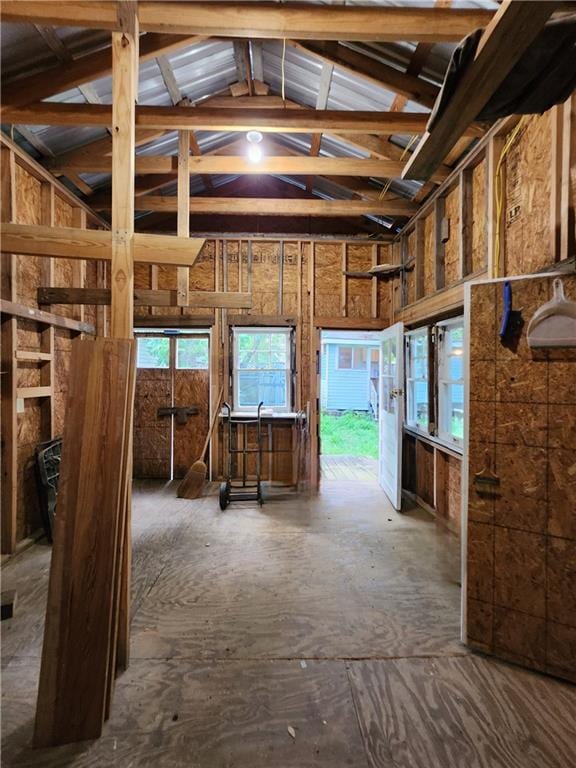 misc room featuring high vaulted ceiling