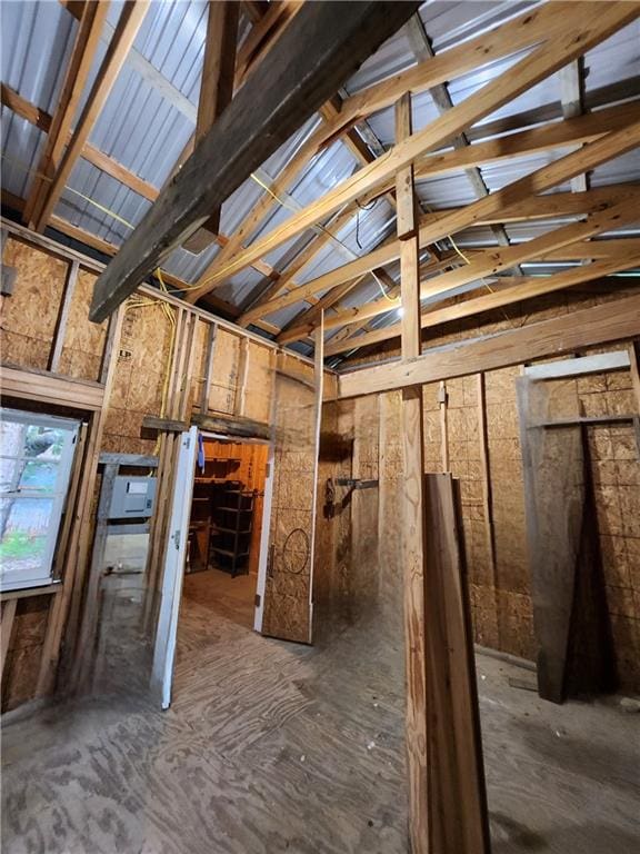 view of unfinished attic