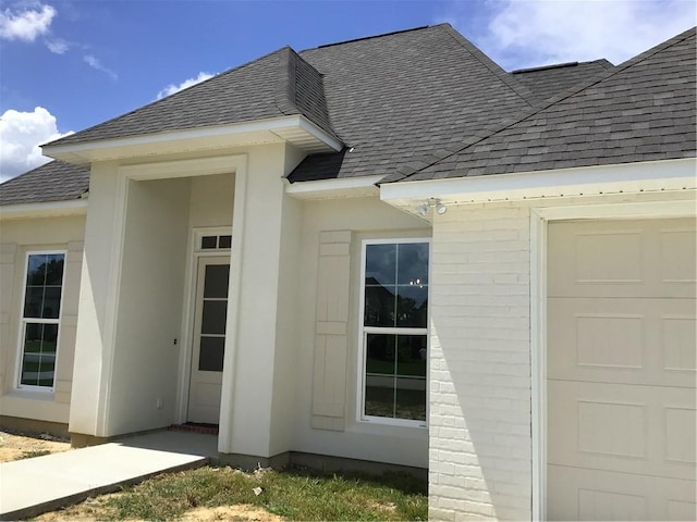 exterior space with a garage