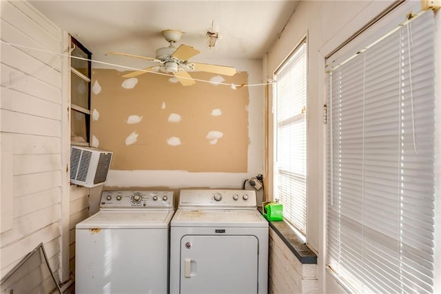 4102 Dauphine St, New Orleans, LA 70117 - washroom featuring washing machine and clothes dryer and a ceiling fan