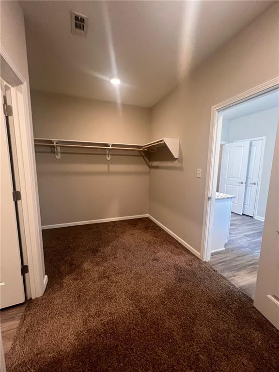 walk in closet featuring dark hardwood / wood-style floors