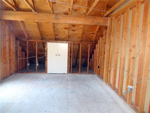 view of unfinished attic