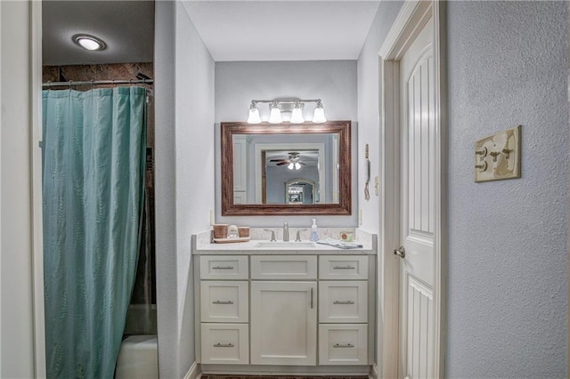 bathroom with vanity and shower / tub combo