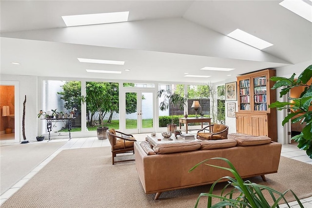 interior space featuring vaulted ceiling