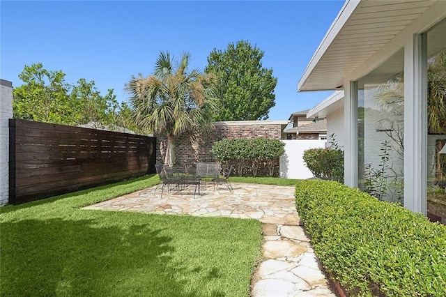 view of yard with a patio area