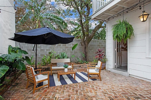 view of patio with an outdoor living space