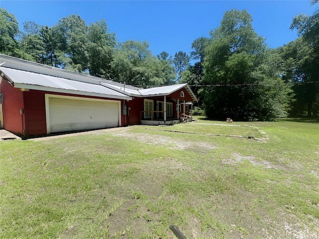 view of property exterior with a lawn