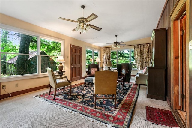 interior space featuring a wealth of natural light and ceiling fan