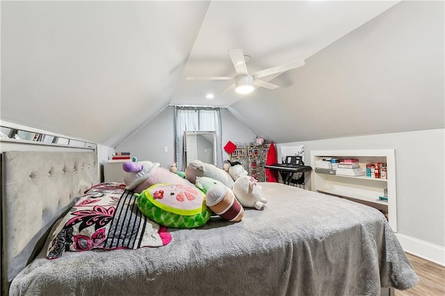 105 Fairfax Pl, New Orleans, LA 70131 - bedroom with lofted ceiling, baseboards, a ceiling fan, and wood finished floors