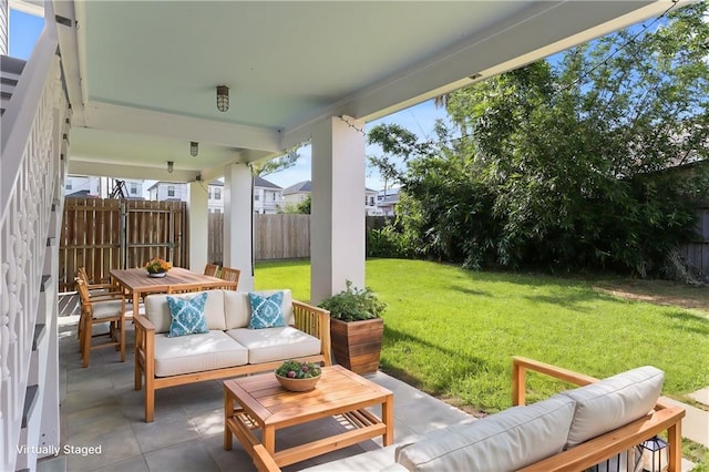 view of patio featuring an outdoor living space