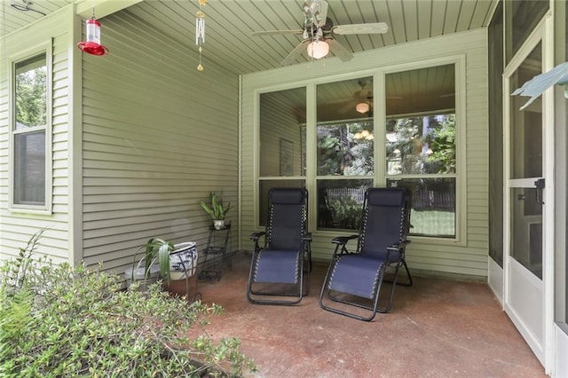 view of patio / terrace featuring ceiling fan