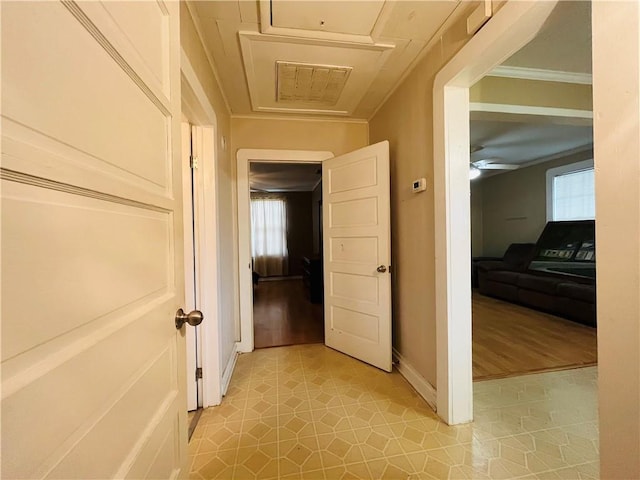 651 Avenue E Ave E, Westwego, LA 70094 - hall with light tile patterned floors and ornamental molding