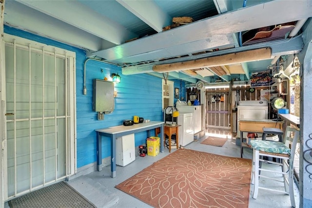 basement with washer / clothes dryer