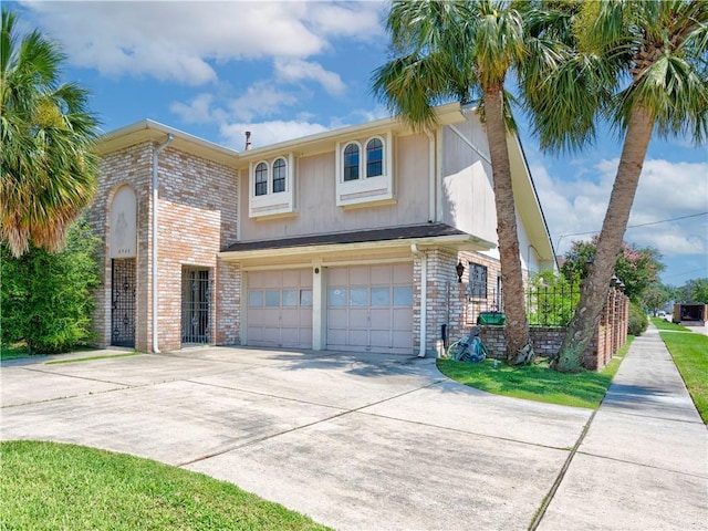 view of front of property with a garage