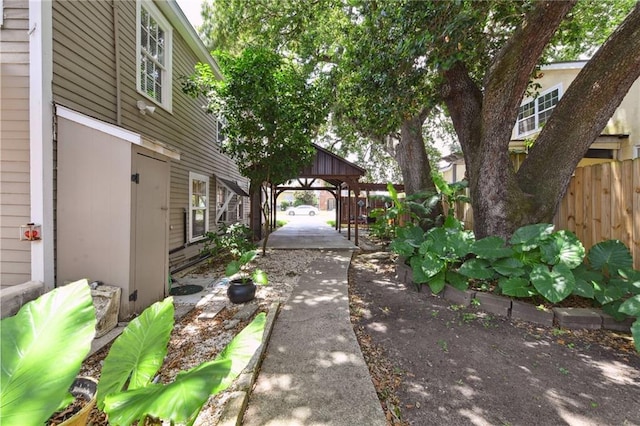 view of yard featuring a gazebo and a patio