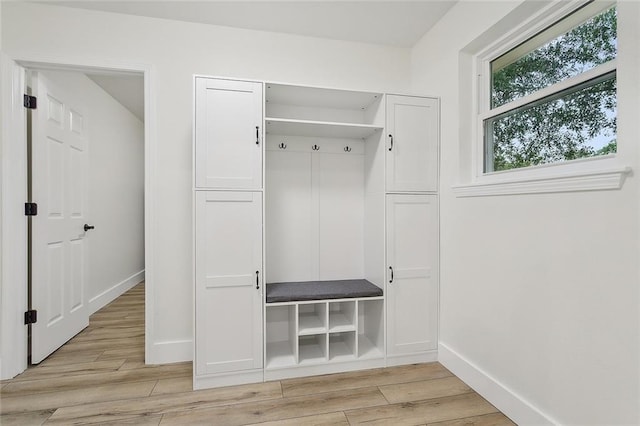 mudroom featuring light wood-type flooring