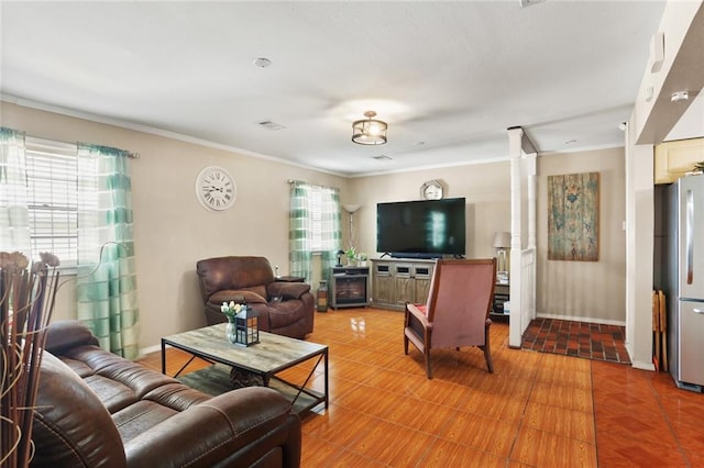 living room featuring tile patterned floors