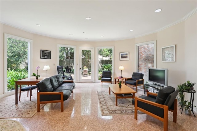 interior space featuring ornamental molding