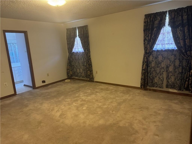 spare room with carpet and a textured ceiling