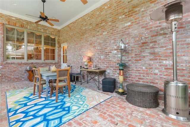 view of patio featuring outdoor dining space and a ceiling fan