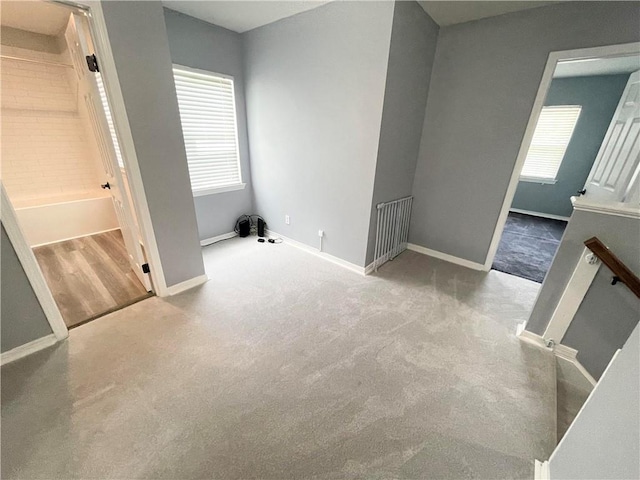 unfurnished bedroom with multiple windows and carpet flooring