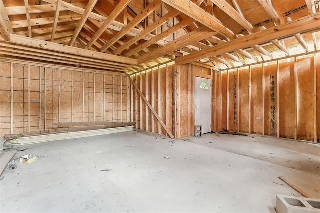 misc room with lofted ceiling