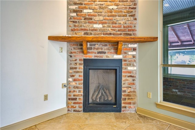 interior details with a fireplace