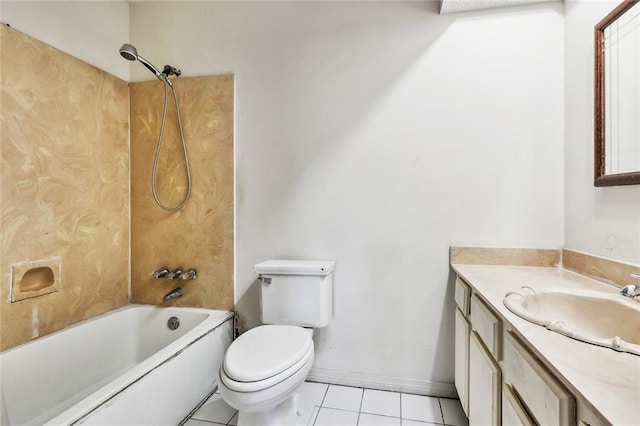 full bathroom with tile patterned floors, vanity, toilet, and shower / bathing tub combination