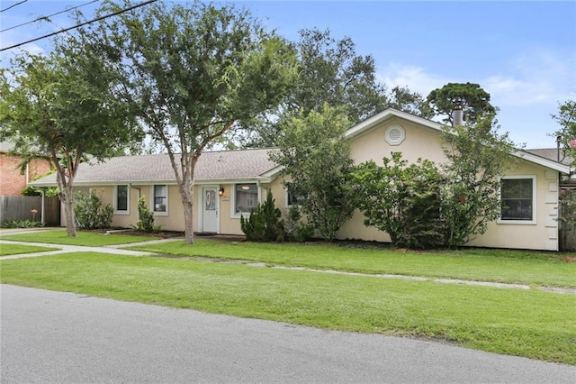 ranch-style house featuring a front lawn