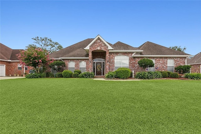 view of front of home with a front lawn