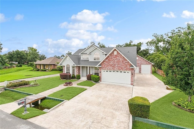 craftsman-style home with a front yard and a garage