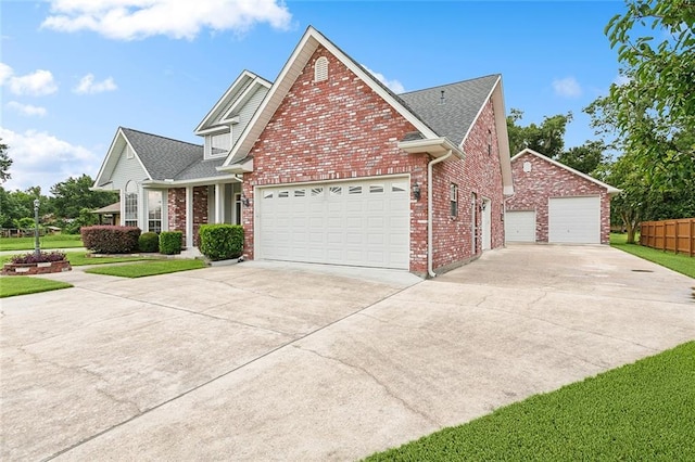 view of front of property with a garage