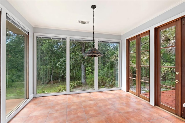 view of unfurnished sunroom