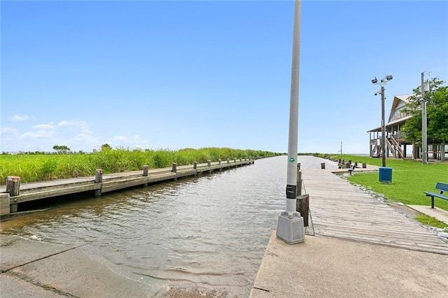 view of dock featuring a water view