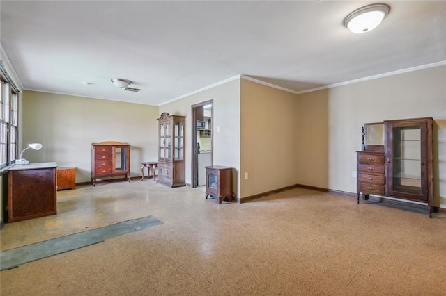 interior space with crown molding